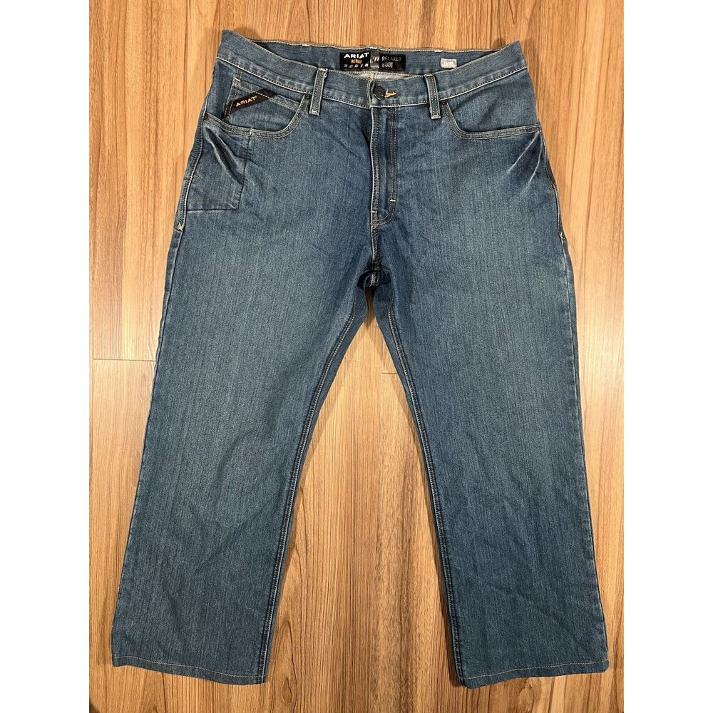 ARIAT REBAR M4 Relaxed Boot Cut Jeans MENS 34x30 Denim Loop Lock